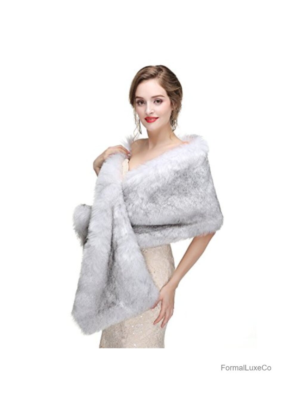 Faux Fur Shawl Wrap Cape for Bridal Wedding Party